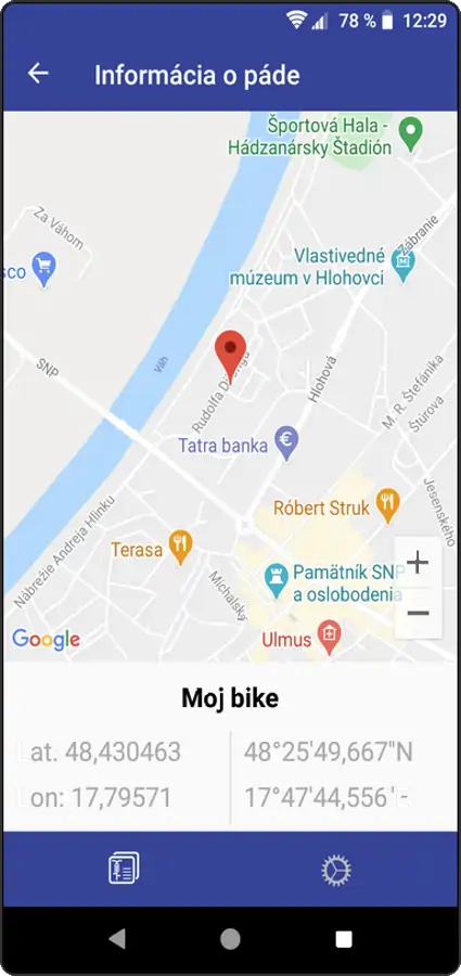 GPS lokátor na bicykel - informácie o páde - záchrana života